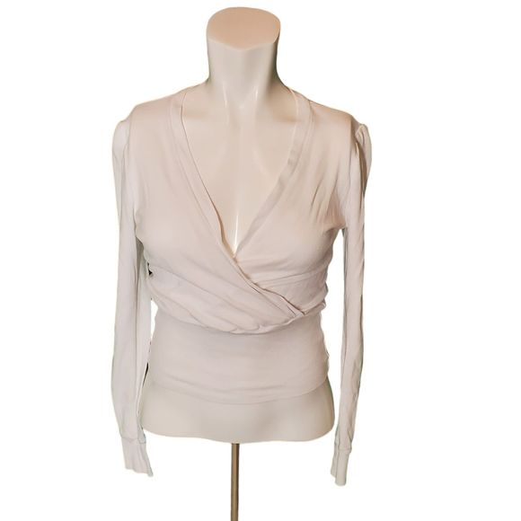 LAMade White Waffle Cropped Corset Wrap Henley T-Shirt  Cotton Modal sz XS - Picture 1 of 6